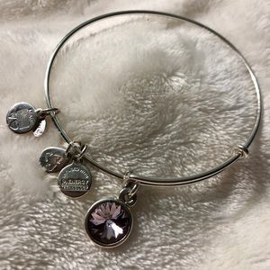 Alex and Ani silvertone amethyst birthstone bangle